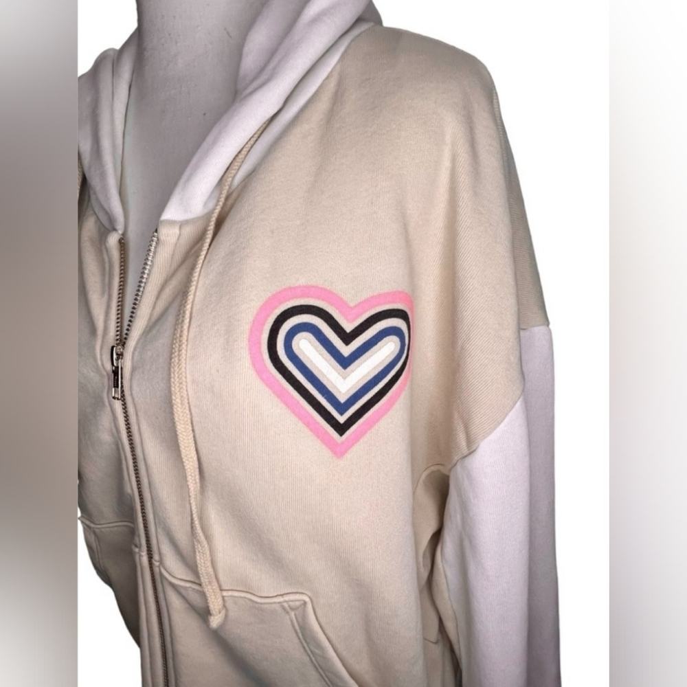 ✨️WILDFOX BEIGE & WHITE FULL ZIP HOODIE NWT SZ XS-S✨️ - Picture 10 of 11